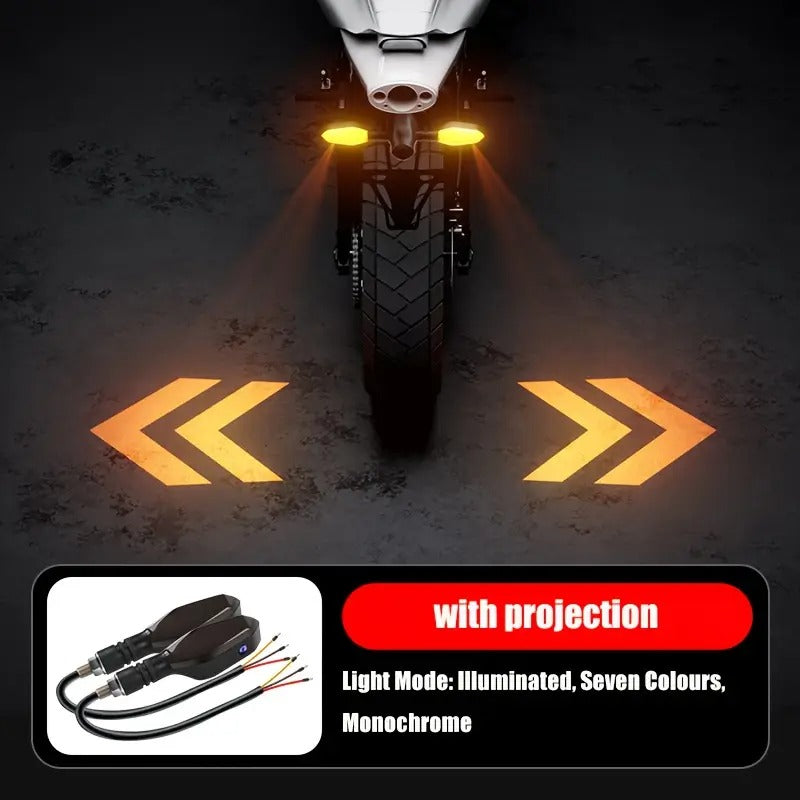 ১ জোড়া Motorcycle LED Turn Projection Lamp