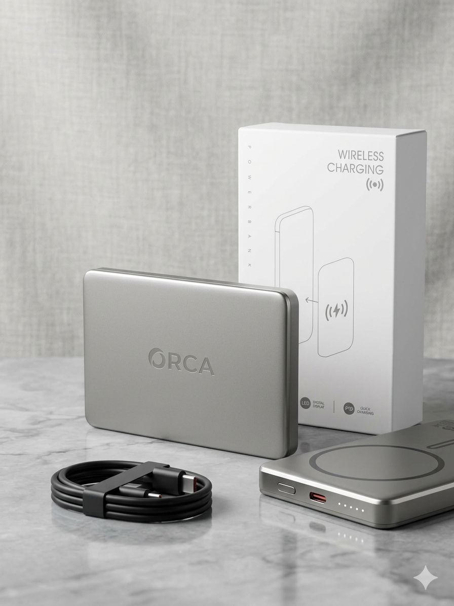 Orca Ultra-Thin Magnetic Wireless Power Bank – 5000mAh